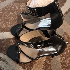 Michael Kors Platform Sandals Black Studded Accent  6 1/2 Back Zipper